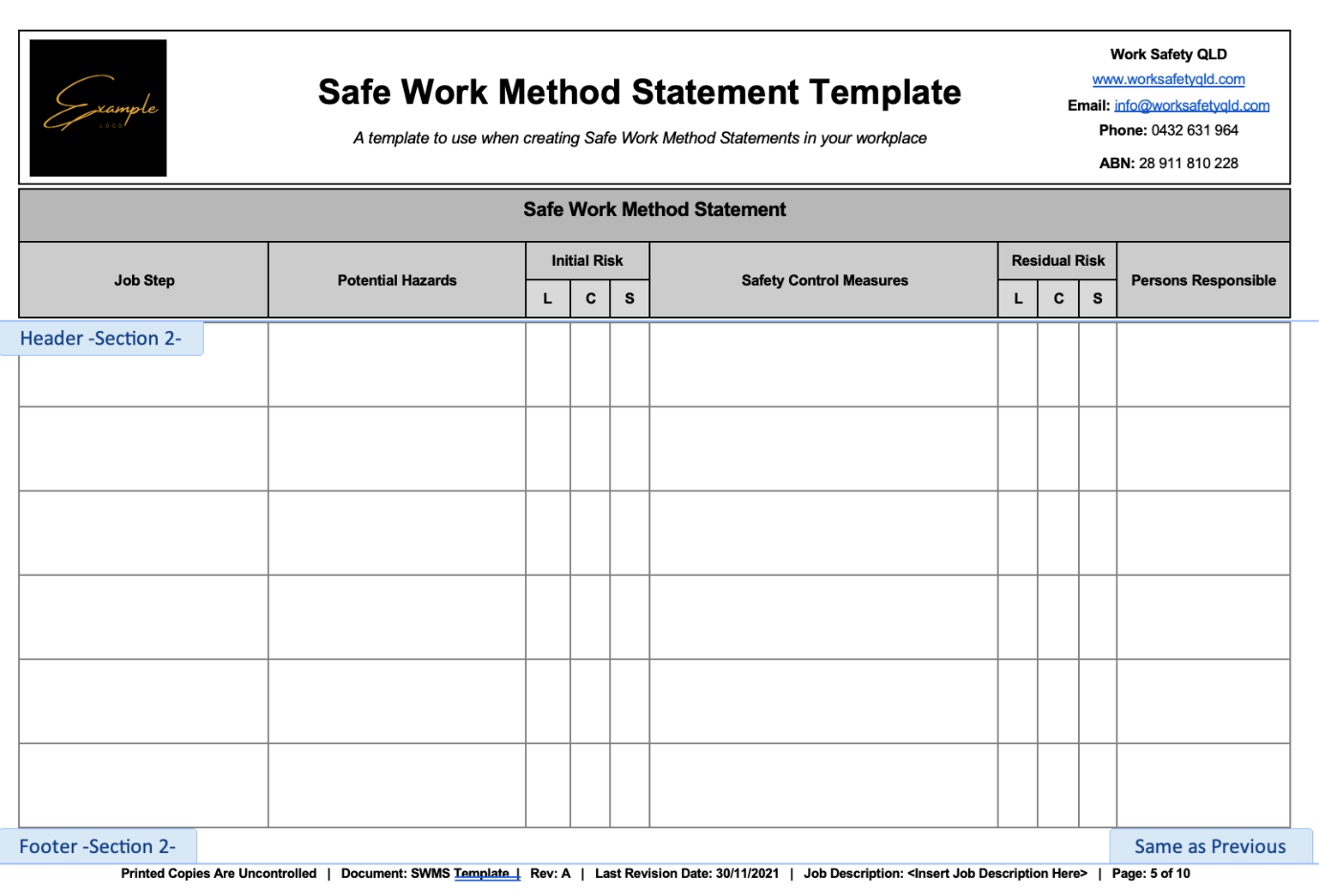 How To Add Your Company Logo & Details To Our SWMS Templates