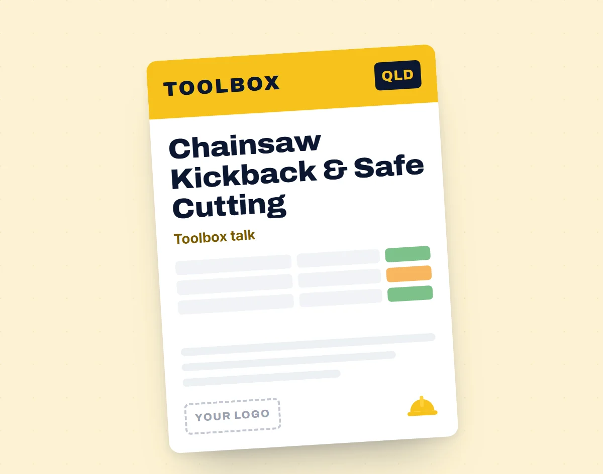 Chainsaw Kickback and Safe Cutting Toolbox Meeting Template template cover