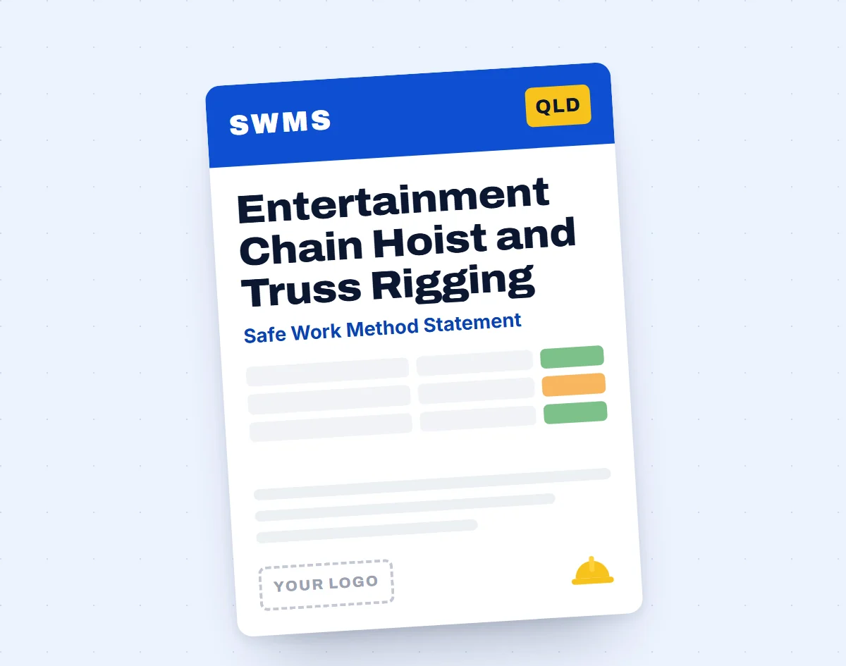 Entertainment Chain Hoist and Truss Rigging SWMS template cover