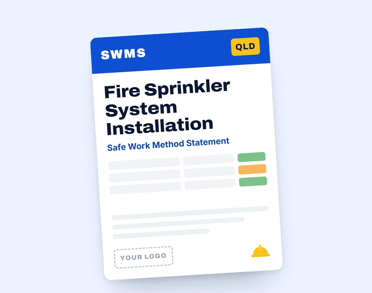 Fire Sprinkler System Installation SWMS template cover