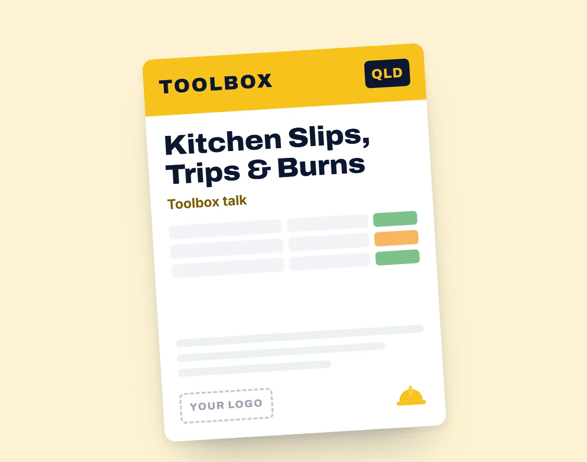 Kitchen Slips, Trips and Burns Toolbox Meeting Template template cover