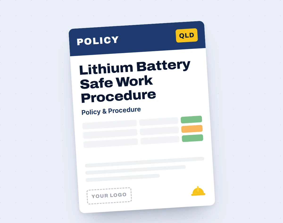 Lithium Battery Handling, Charging & Storage Safe Work Procedure Template template cover