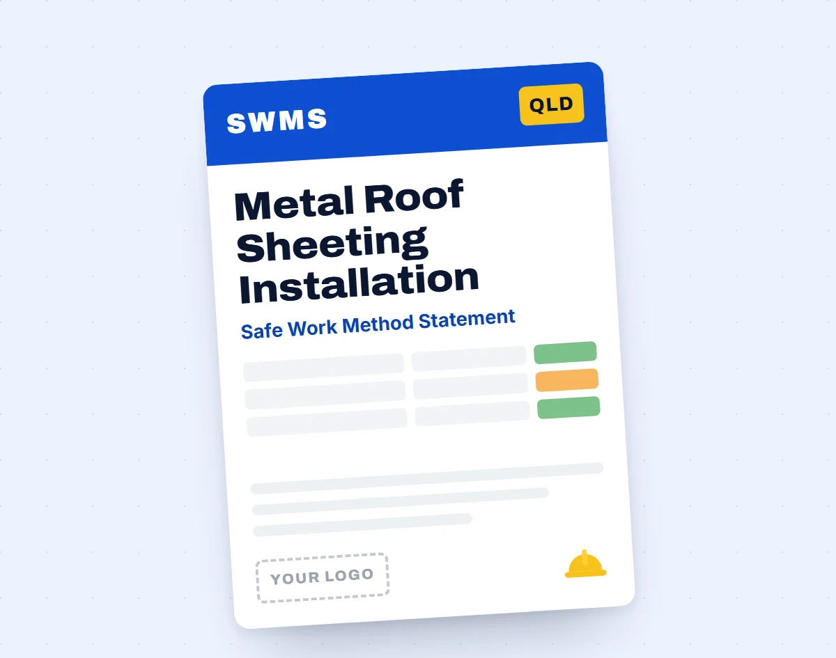 Metal Roof Sheeting Installation SWMS template cover