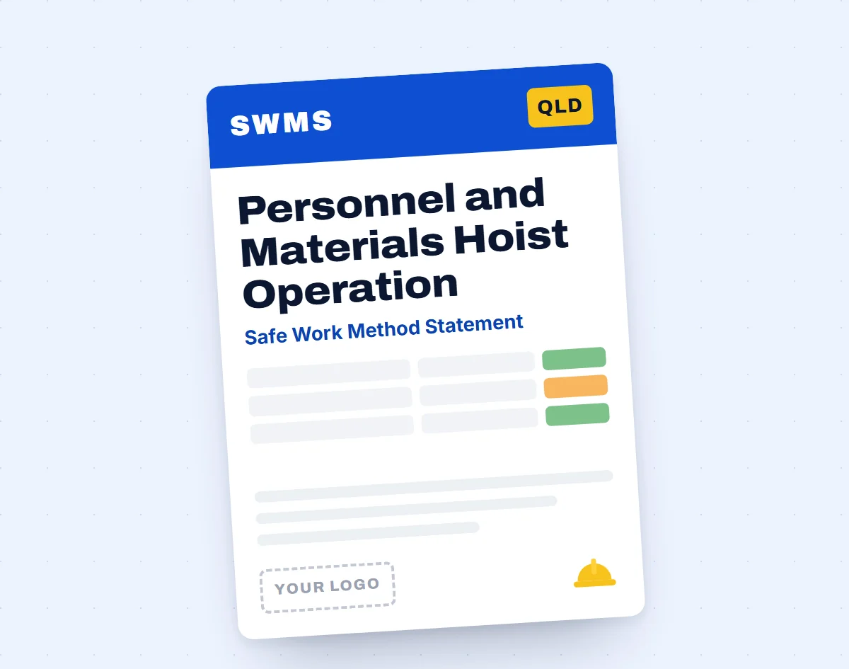 Personnel and Materials Hoist Operation SWMS template cover