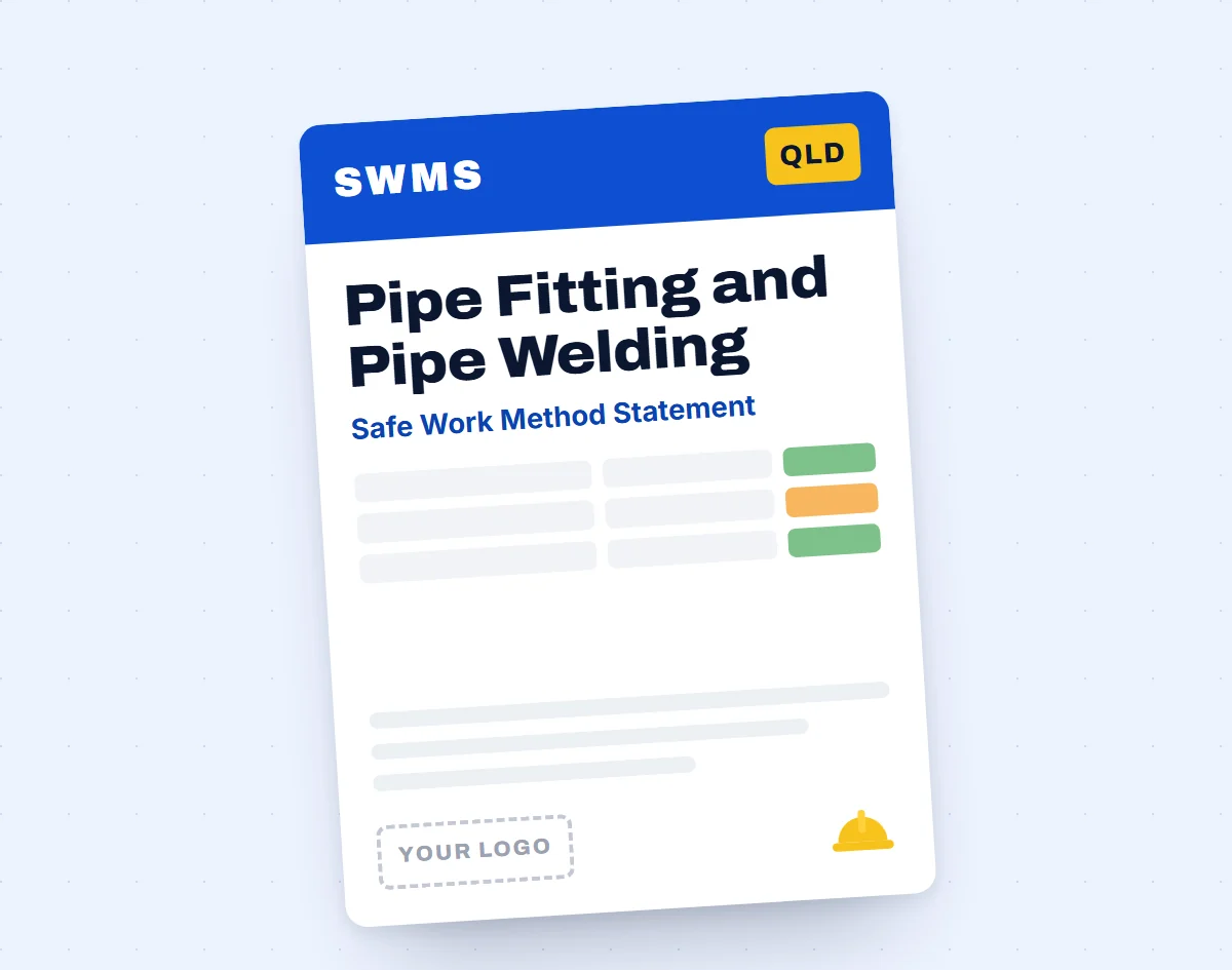Pipe Fitting and Pipe Welding SWMS template cover
