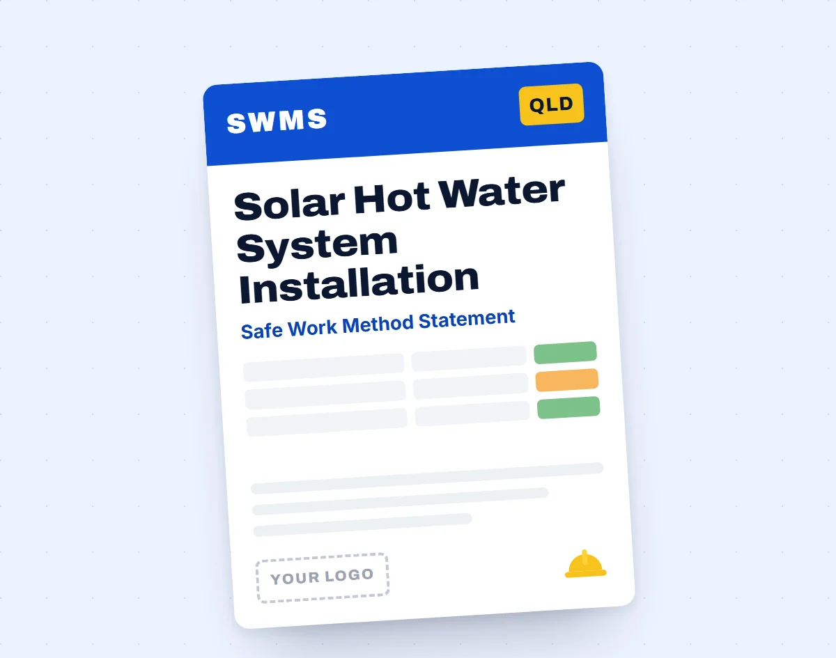 Solar Hot Water System Installation SWMS template cover