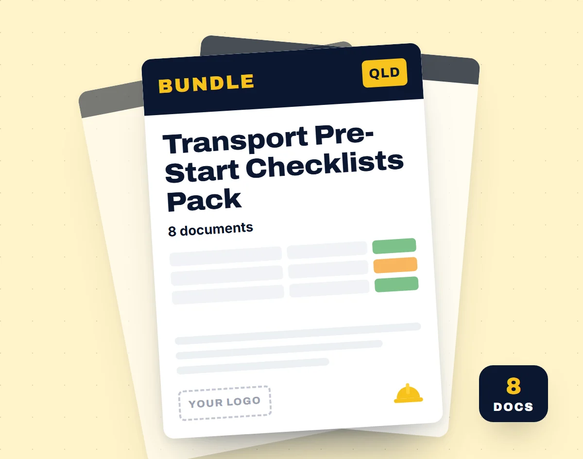 Transport Pre-Start Checklists Pack template cover