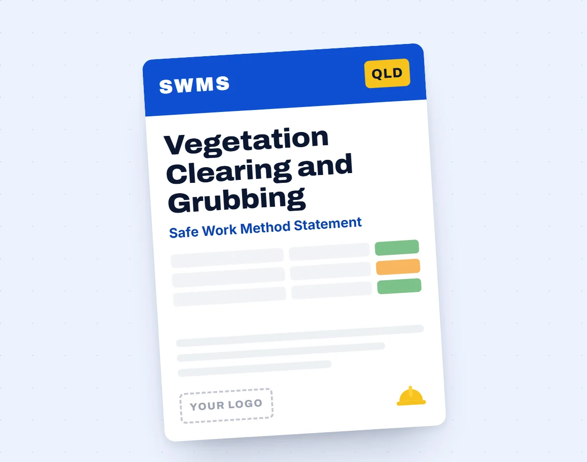 Vegetation Clearing and Grubbing SWMS template cover