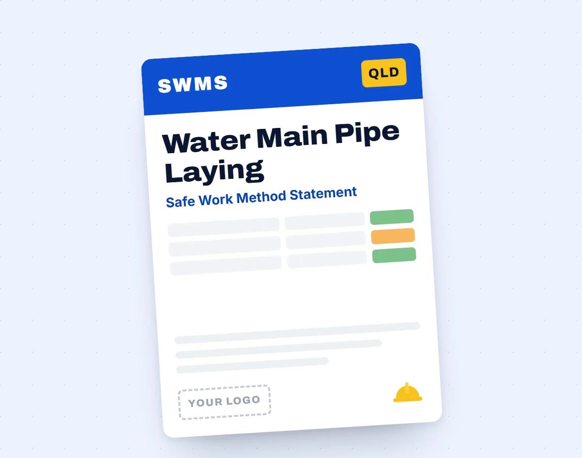 Water Main Pipe Laying SWMS template cover