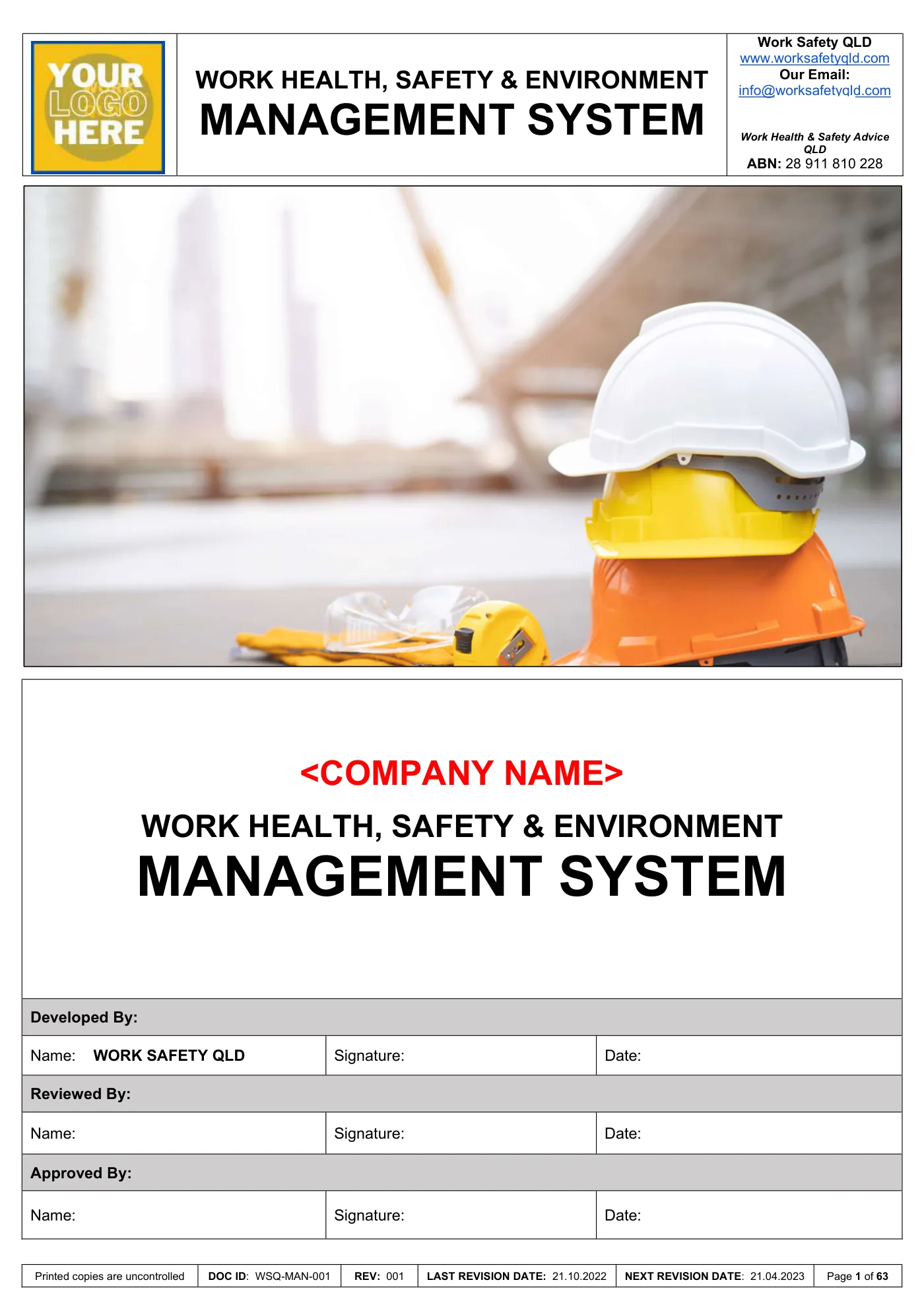 WHS Manual Template: sample page 1