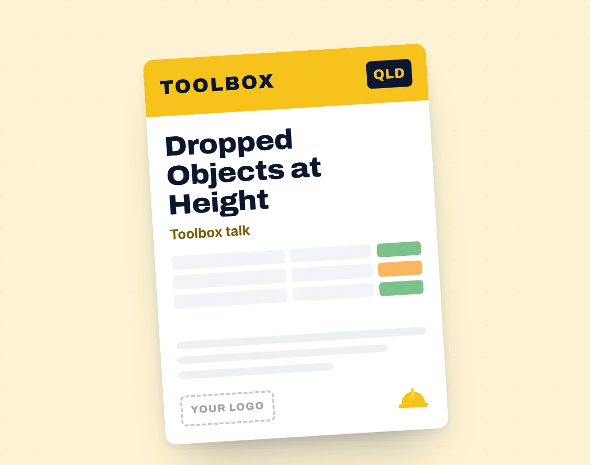 Working at Heights and Dropped Objects Toolbox Meeting Template template cover