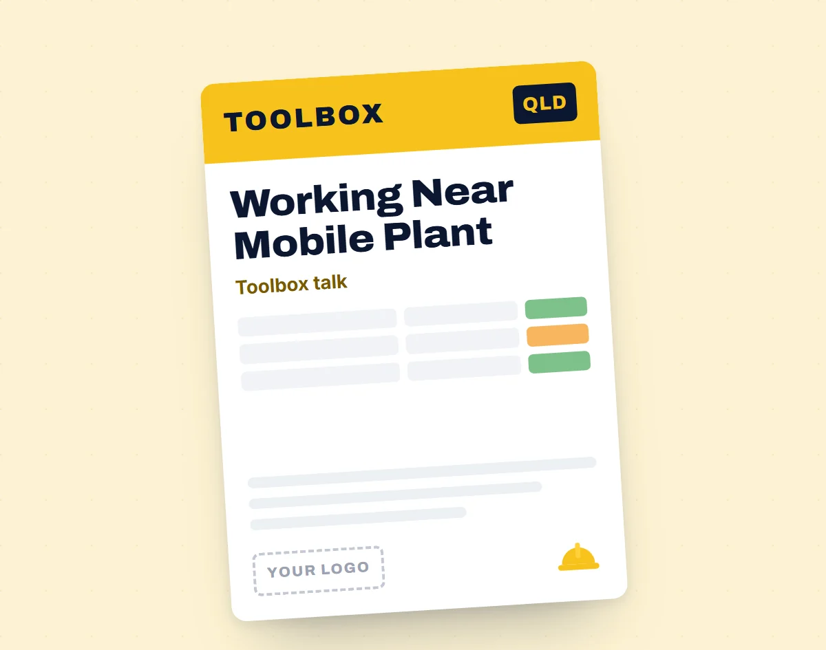 Working Near Mobile Plant Toolbox Meeting Template template cover