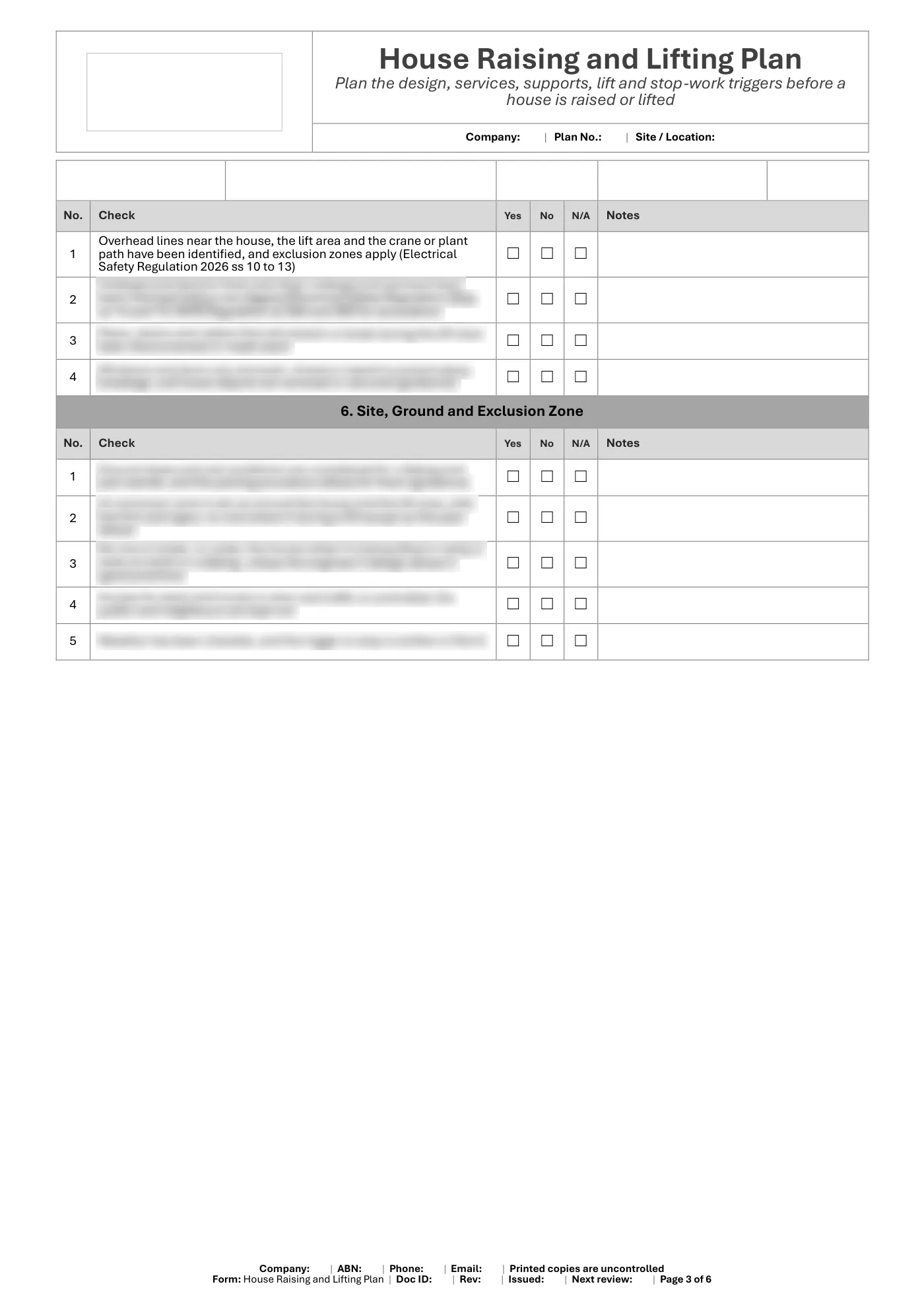 House Raising and Lifting Plan: sample page 3